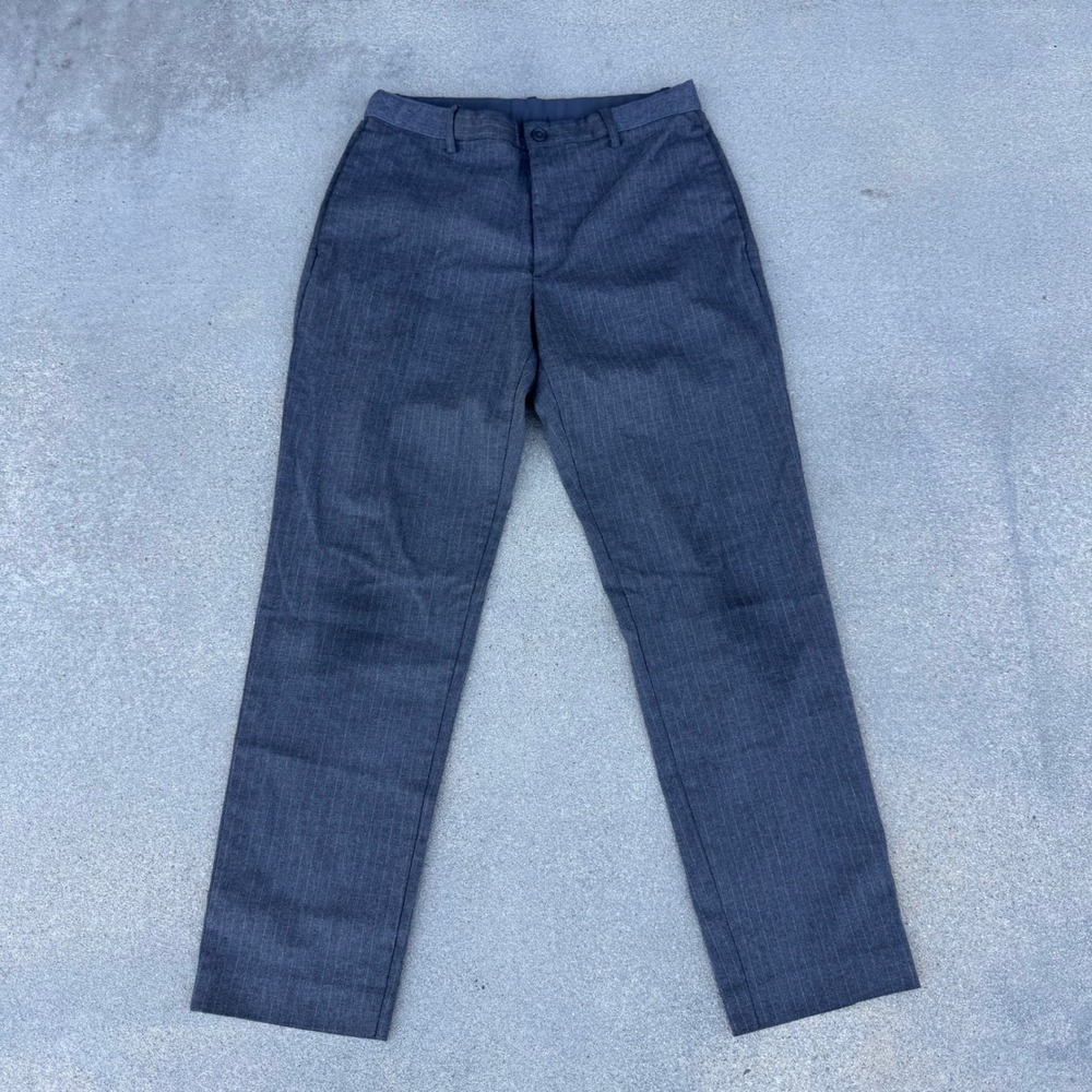 Uniqlo EZY Ankle Pants Mens Size Small Gray Pinstripe Stretch Tapered Trousers